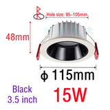 Anti-glare LED Downlight Recessed LED Ceiling Light   Black/White Dimmable Bedroom Kitchen Tri-color Light LED Spotlight