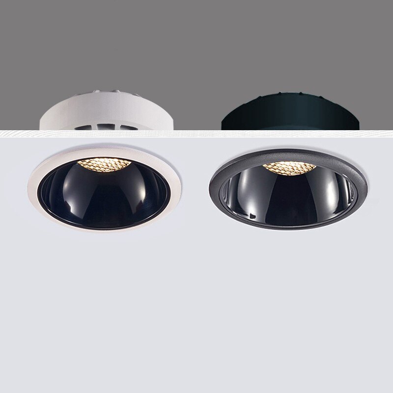 Anti-glare Recessed Ceiling Downlight lamp 7W 9W 12W 15W 18W 24W honeycomb cob led spot lights Ceiling Fixtures Lighting 85-265V
