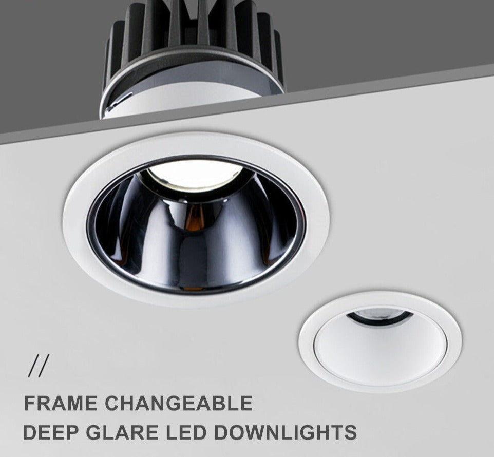 2021 New Anti Glare LED Downlights 7W 10W 12W 20W Round Frame Changeable Living room Bedroom Dimmable Ceiling Spot Lights