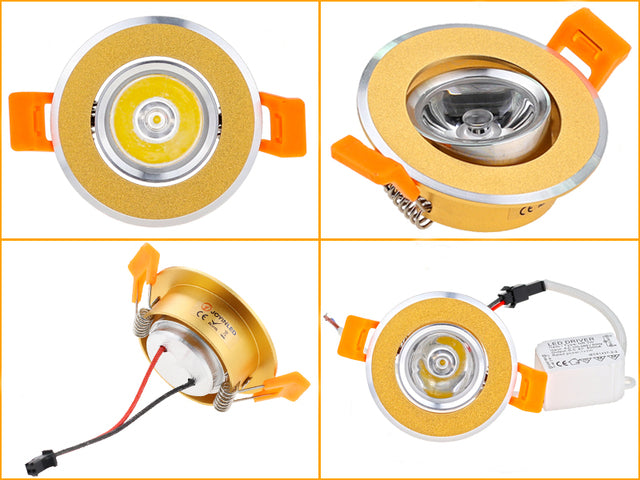 Dimmable Aluminum Round LED Ceiling Downlight 3W AC90-260V DC12V Recessed LED Spot Light Led Bulb Cutout 50mm With Driver