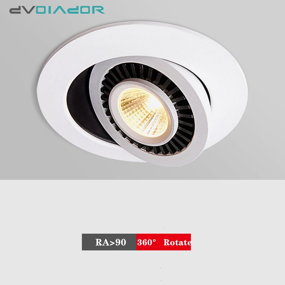 Dimmable Ceiling downlight 360 Degree Adjustable LED Recessed Ceiling lamp 7w 12w 18w LED Spot Light AC110V 220V home lightings