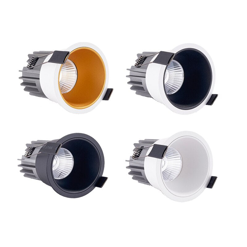 Dimmable Cob Led Anti-Glare Recessed Downlights Light 7W 9W 12W 15W Led Ceiling Spot Ac220v Lights Living Lights For Room Hotel