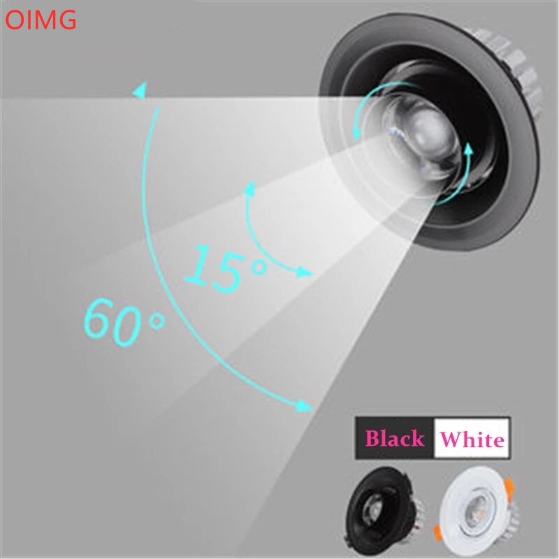 Dimmable Embedded Focusing Zoom Ceiling Spotlight 15-60 Degree COB 7W9W12W15W18W20W24W Background Wall LED Downlight AC110-265V