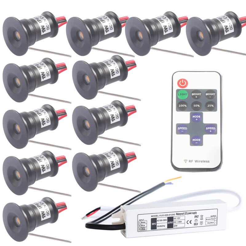 Dimmable Flash IP65 1W 12V LED Downlight 15mm 25mm + Remote IP67 Trans ...