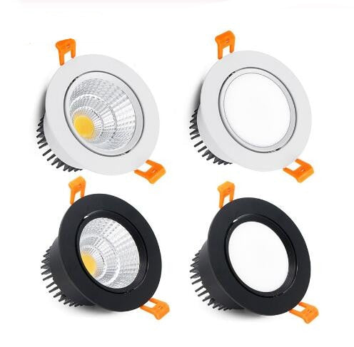 Dimmable LED COB Spotlight Ceiling lamp AC85-265V 3W 5W 7W 9W 12W 15W Aluminum recessed downlights round led panel light