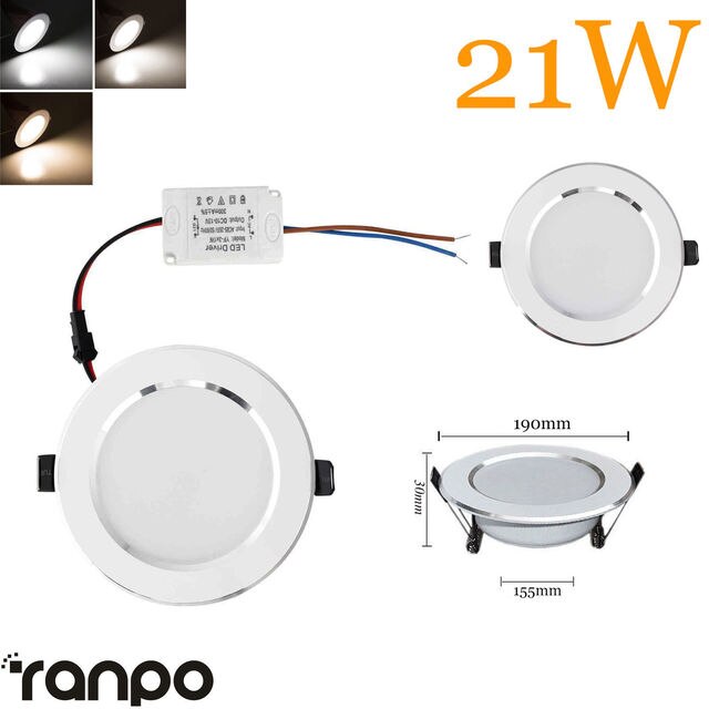 Dimmable LED Recessed Ceiling Light Panel Downlight 3W 5W 7W 9W 12W 15W 18W 21W AC 110V 220V for Home Office Living Room White