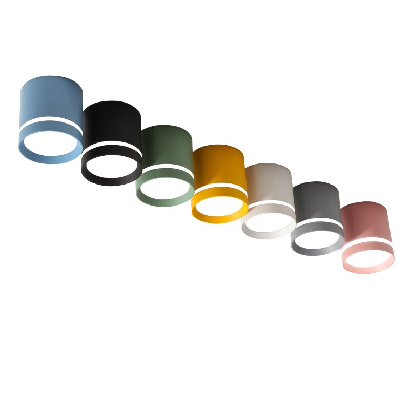 Dimmable LED Surface Mounted Downlight Colorful Ceiling Light 5W 7W 9W 12W 15W Modern Nordic Macaron Led Downlight AC220V