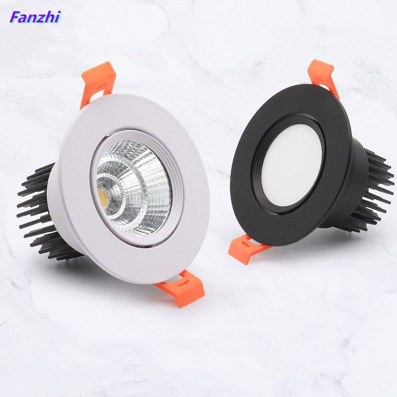 Dimmable LED recessed downlight spotlight. 3w5w7w10w12w15w20w30w, COB, AC110-220V