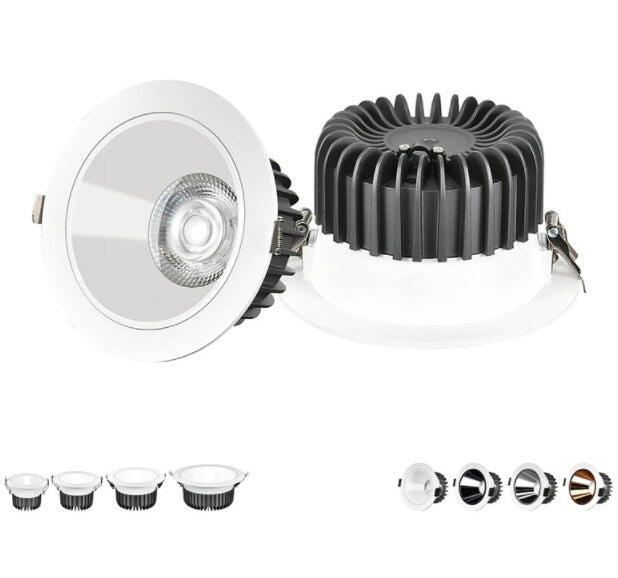 Dimmable Recessed Anti Glare COB LED Downlights 7W/9W/12W/15W LED Ceiling Spot Lights AC85~265V Background Lamps Indoor Lighting