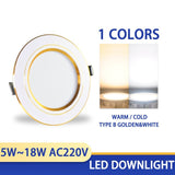 Downlight 3W 5W 15W 18W  led Downlight 3000k 4500K 6000K AC220V-240V recessed led downlight Kitchen living room Indoor downlight
