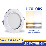 Downlight 3W 5W 15W 18W  led Downlight 3000k 4500K 6000K AC220V-240V recessed led downlight Kitchen living room Indoor downlight