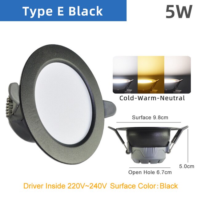 Downlight 3W 5W 9W 12W 15W 18W Spot led downlight AC 220V gold Silver White Ultra Thin Aluminum Round Recessed LED Spot Lighting