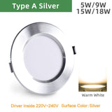 Downlight 3W 5W 9W 12W 15W 18W Spot led downlight AC 220V gold Silver White Ultra Thin Aluminum Round Recessed LED Spot Lighting