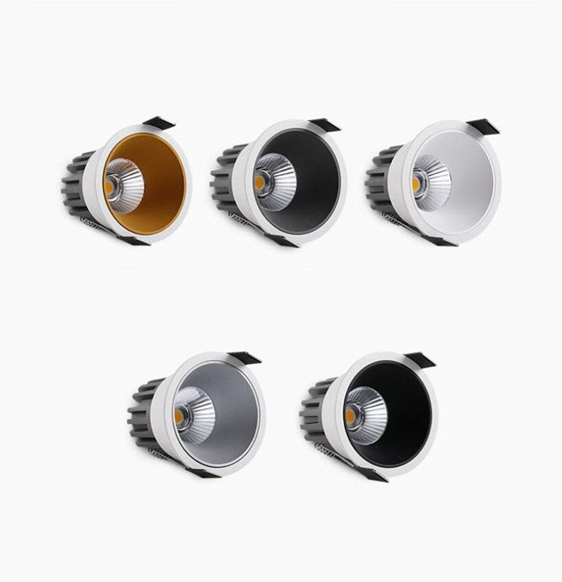 Downlights Dimmable Anti Glare Recessed AC220v 90-260v 7W 12W 15W Lamp Round Led Cob Ceiling Room Bedroom Spot Light Home Decor