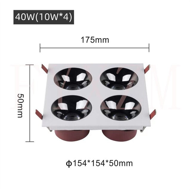 Embedded surface mounted various styles COB spotlight led adjustable angle 24° bedroom living room downlight 10W 20W 30W 40W