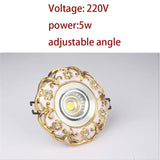 European Gold Garland Laciness White Led Downlights For Ceilings Kitchen Living Room Loft 5W 7W 7.5Cm Hole Indoor Recessed Lamp