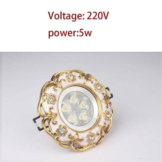 European Gold Garland Laciness White Led Downlights For Ceilings Kitchen Living Room Loft 5W 7W 7.5Cm Hole Indoor Recessed Lamp