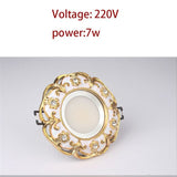 European Gold Garland Laciness White Led Downlights For Ceilings Kitchen Living Room Loft 5W 7W 7.5Cm Hole Indoor Recessed Lamp