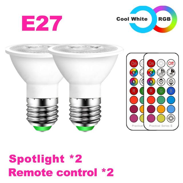 GU10 LED Lamp E27 Night Smart Spot Light Bulb Color Spotlight Neon Sign RGB Tape With Controller Lighting COB 220V 110V Dimmable