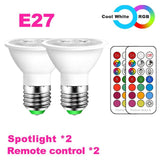 GU10 LED Lamp E27 Night Smart Spot Light Bulb Color Spotlight Neon Sign RGB Tape With Controller Lighting COB 220V 110V Dimmable