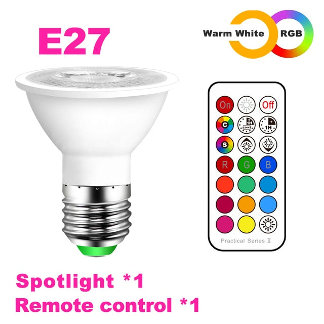 GU10 LED Lamp E27 Night Smart Spot Light Bulb Color Spotlight Neon Sign RGB Tape With Controller Lighting COB 220V 110V Dimmable