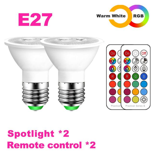 GU10 LED Lamp E27 Night Smart Spot Light Bulb Color Spotlight Neon Sign RGB Tape With Controller Lighting COB 220V 110V Dimmable