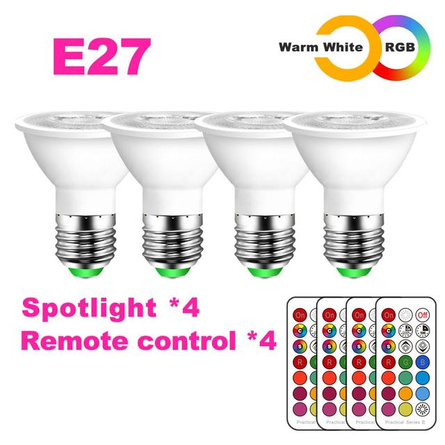 GU10 LED Lamp E27 Night Smart Spot Light Bulb Color Spotlight Neon Sign RGB Tape With Controller Lighting COB 220V 110V Dimmable