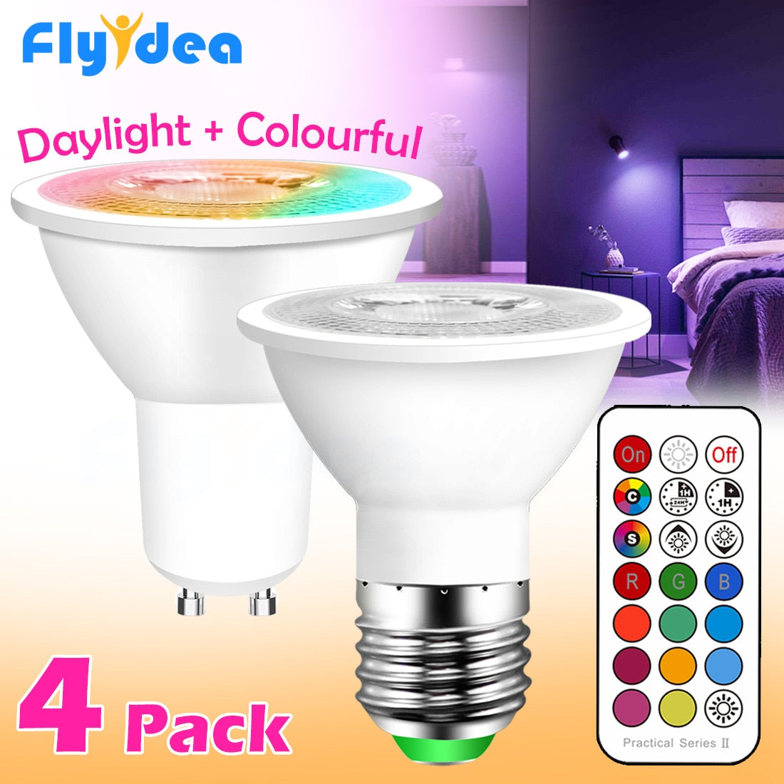 GU10 LED Lamp E27 Night Smart Spot Light Bulb Color Spotlight Neon Sign RGB Tape With Controller Lighting COB 220V 110V Dimmable