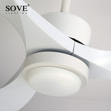 SOVE Black Modern Led Ceiling Fans With Lights Simple Ceiling Light Fan With Remote Control White Fan Lamp Ventilador De Techo