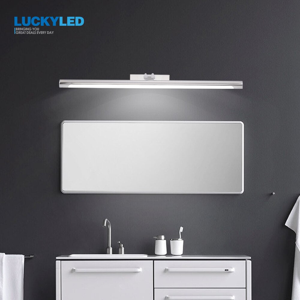 LUCKYLED Modern Led Wall Light 8W 12W 16W 20W AC90-260V Wall Mounted Wall Lamp Bathroom Mirror Light Fixture Sconce Black Silver