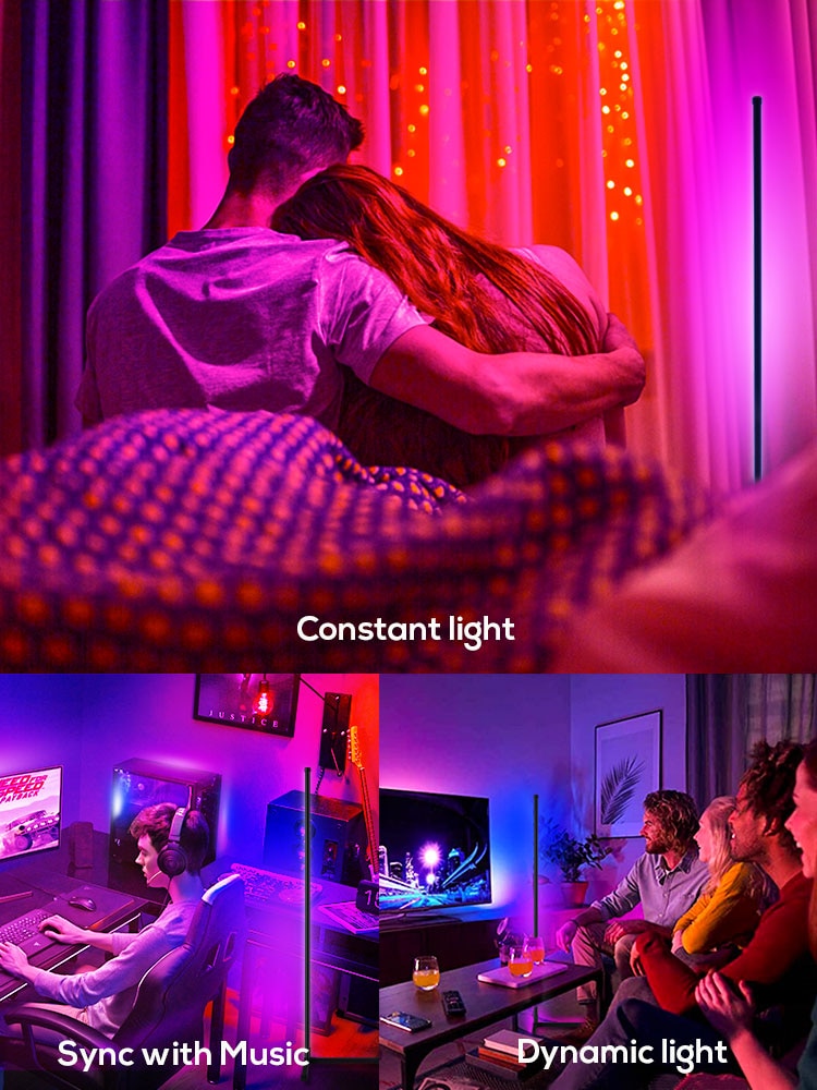 Rgb LED Floor lamp For Living Room Atmosphere Smart Floor Corner Lighting with Sound /Remote Control Party Stand lighting