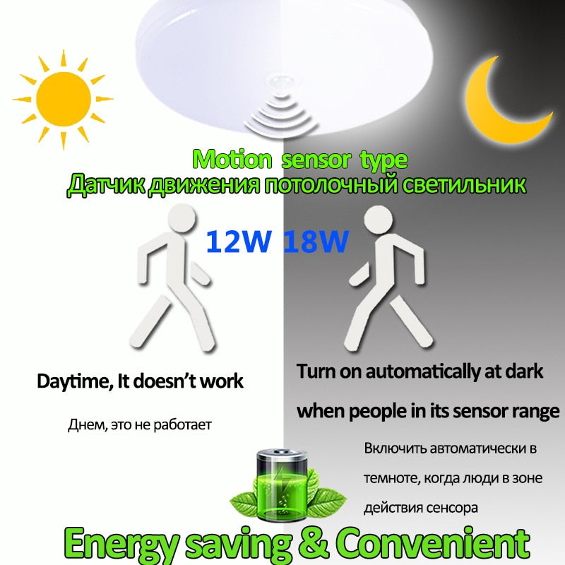 Modern LED Ceiling Lights PIR Motion Sensor Ceiling Lamps 12/18W Night Light Fixtures For Entrance Balcony Corridor Led Lampara