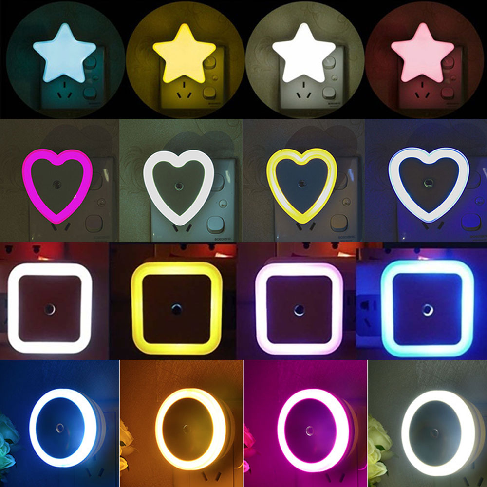 LED Night Light Mini Cute Wall Plug-in Auto Sensor Bedside Lamp For Bedroom Kid&#39;s Room Hallway Corridor Stairs EU/US 110V 220V