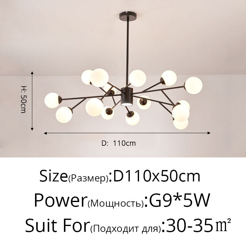 Creative Gold Black Chandelier Lights For Living Room Bedroom G9 Lamps Fixtures Lustres Indoor Lighting Luminaria Without Bulbs
