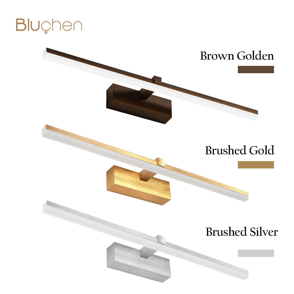 Modern Wall Light Fixture Brown White Silver Golden Led Wall Lamp 55 80 100 cm Long Picture Light Aluminum Bathroom Mirror Light