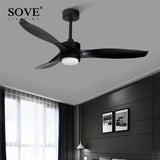 SOVE Black Modern Led Ceiling Fans With Lights Simple Ceiling Light Fan With Remote Control White Fan Lamp Ventilador De Techo