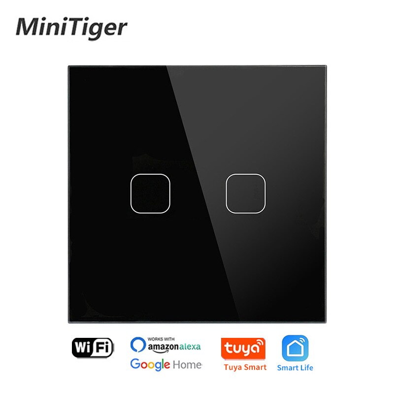 Minitiger 4 Colors Crystal Glass Panel EU/UK Standard 1/2/3 Gang WIFI Touch Switch Tuya app Control Light Wireless Wall Switch