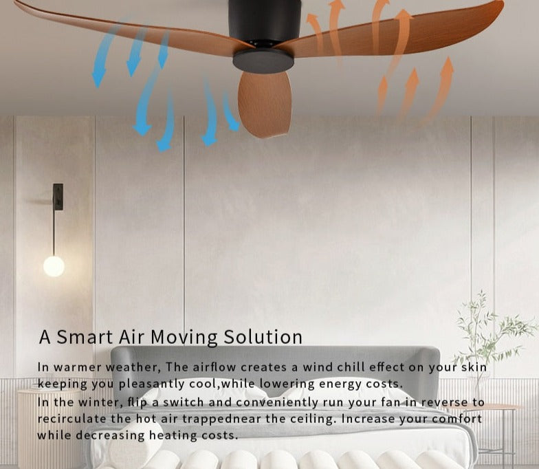 Modern Black White Low Floor DC Motor 30W Ceiling Fans With Remote Control Simple Ceiling Fan Without Light Home Fan 220V