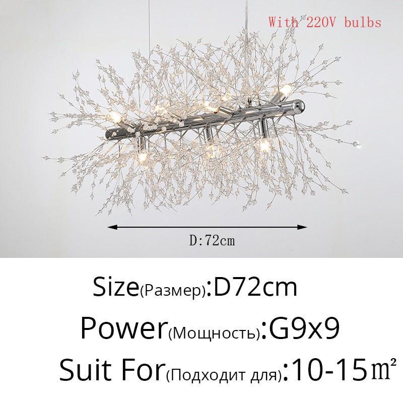 Nordic modern led chandelier Living bedroom dining room firefly chandelier Simple home intdoor lighting decoration ceiling lamps