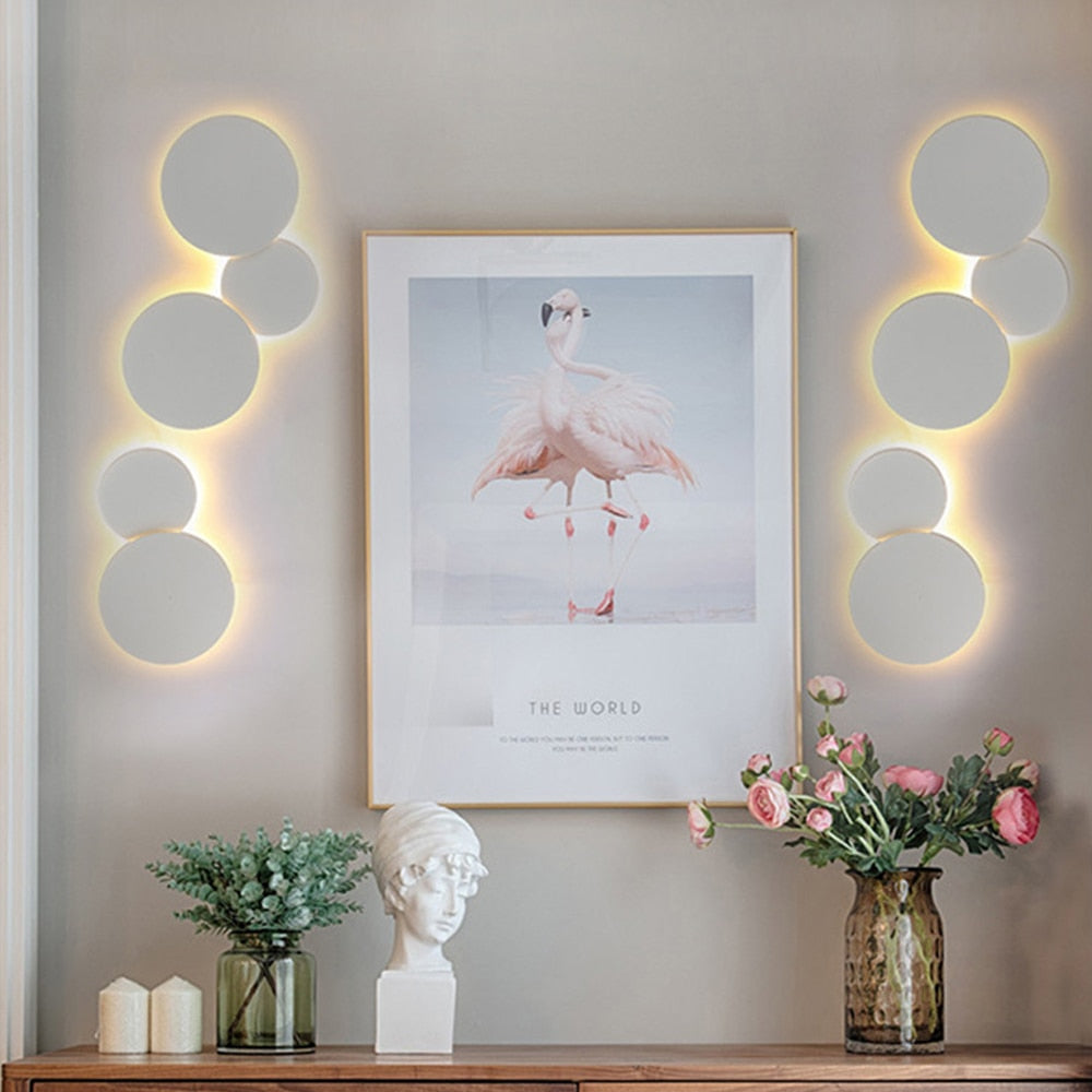 35/30/20CM LED Indoor Wall Lamp Living Room Decoration Bedside Light Home Lighting Fixture Loft Stair Light Round Aluminum Lamp