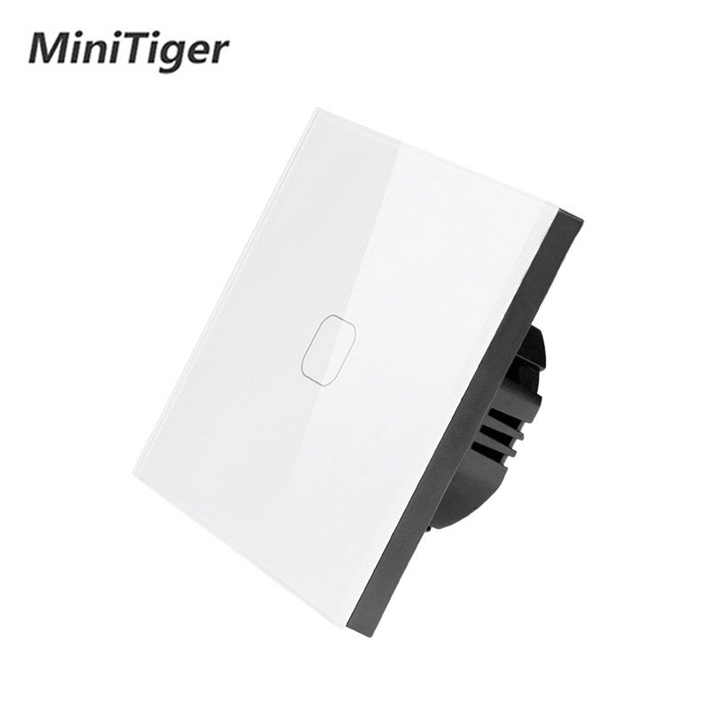 EU Standard Touch Switch 1 Gang 1 Way wall Light Touch Screen Switch Crystal Glass Panel With LED