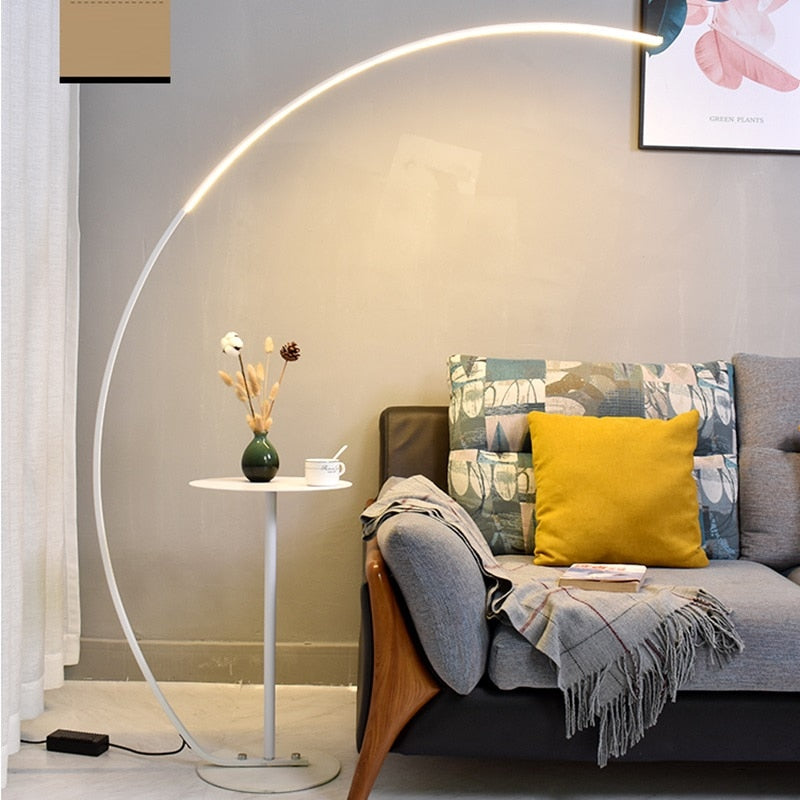 Nordic Dimmable RGB CCT Remote Control Floor Lamp Modern LED C Fishing Floor Light Corner Reading Floor Lamps With Table