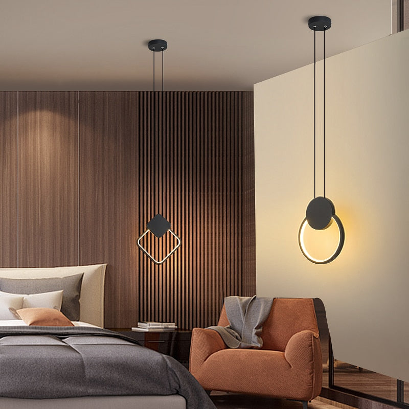 Novelty Nordic Led Pendant Lights For Living Room Bedroom Bedside Bar Wall Decor Lighting Geometry Hanging Lamps Kitchen Fixture