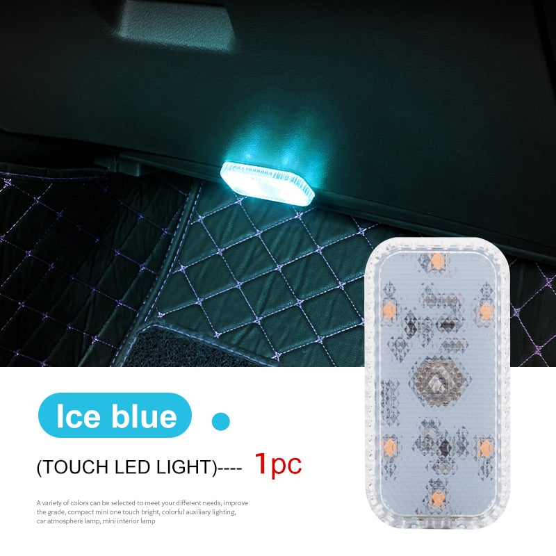 LED Touch Light Mini Wireless Car Interior Lighting Auto Roof Ceiling Reading Lamp for Door Foot Trunk Storage Box USB Charging
