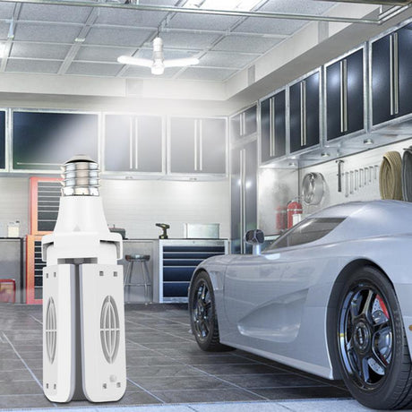 Bright Garage Light White Light Adjustable Panels Led Lamp E27 Ceiling Folding Fan Install Lamp Garage Living Room High Quality