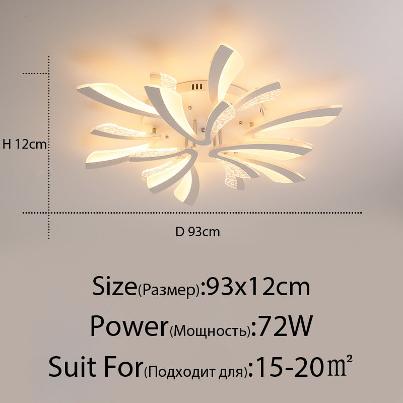 Acrylic New Modern LED Ceiling Lights Living Dining Room Kitchen Bedroom Indoor Lamps Lighting Fixtures With Remote AC 90-260V