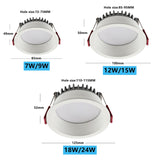LED COB Downlight 18W 24W Dimmable 85-265V Ceiling Lamp Spot Light Recessed Anti-glare 12W 15W Home Living Room Bedroom Lighting