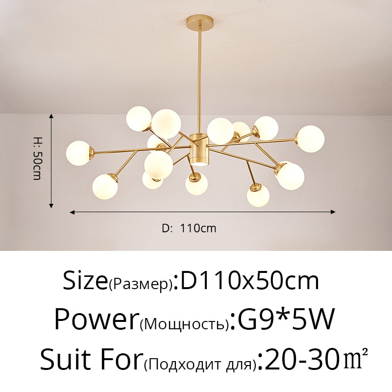 Creative Gold Black Chandelier Lights For Living Room Bedroom G9 Lamps Fixtures Lustres Indoor Lighting Luminaria Without Bulbs