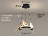 Nordic Golden Bird LED Chandelier Parlor Bar Bedside Hanging Light Fixture Novelty 360 Degree Rotation Replaceable LED Home Deco