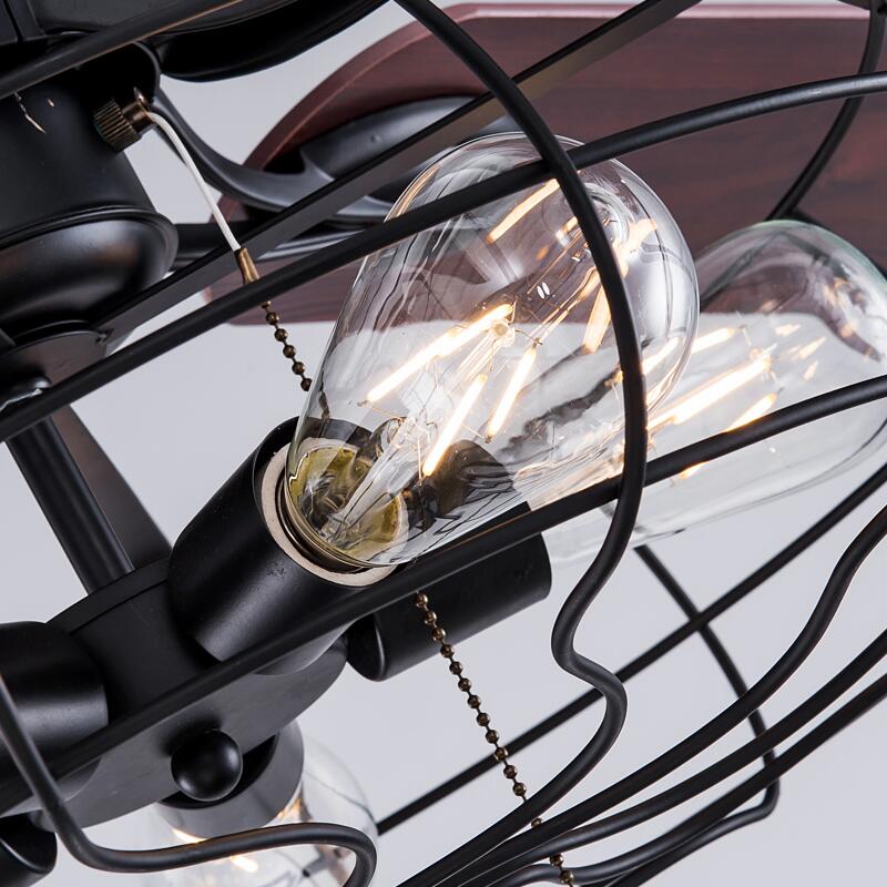 High Quality Loft Fan Chandelier Retro Dining Room Household Electric Fan Mute LED Remote Leaf Fan Lamp